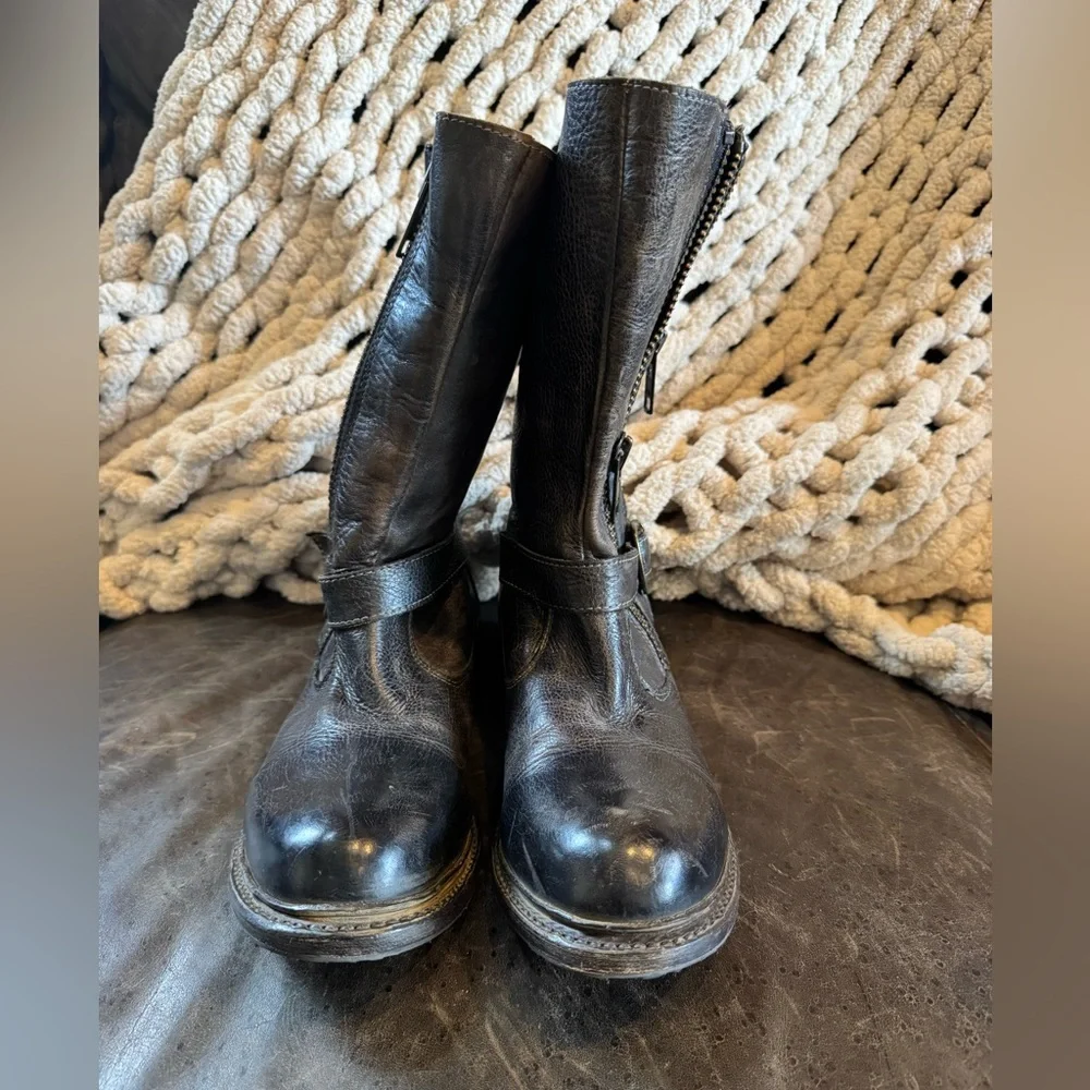 Bed Stu Black Leather Combat Boots - Picture 9 of 12